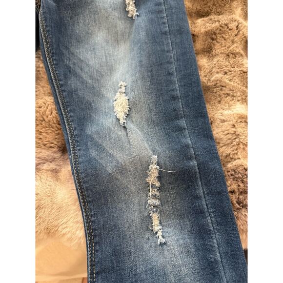 Indigo Rein Distressed Cuffed Slim Leg Denim Jeans Ankle Size 7 - Picture 6 of 9